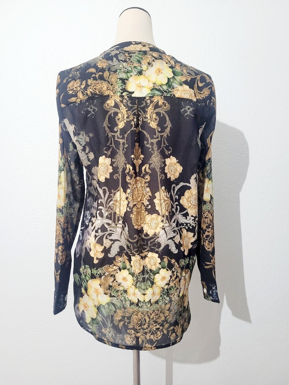 Soft Surroundings Sheer Floral Baroque Tunic Blouse Womens Size Small Boho New - Picture 5 of 14